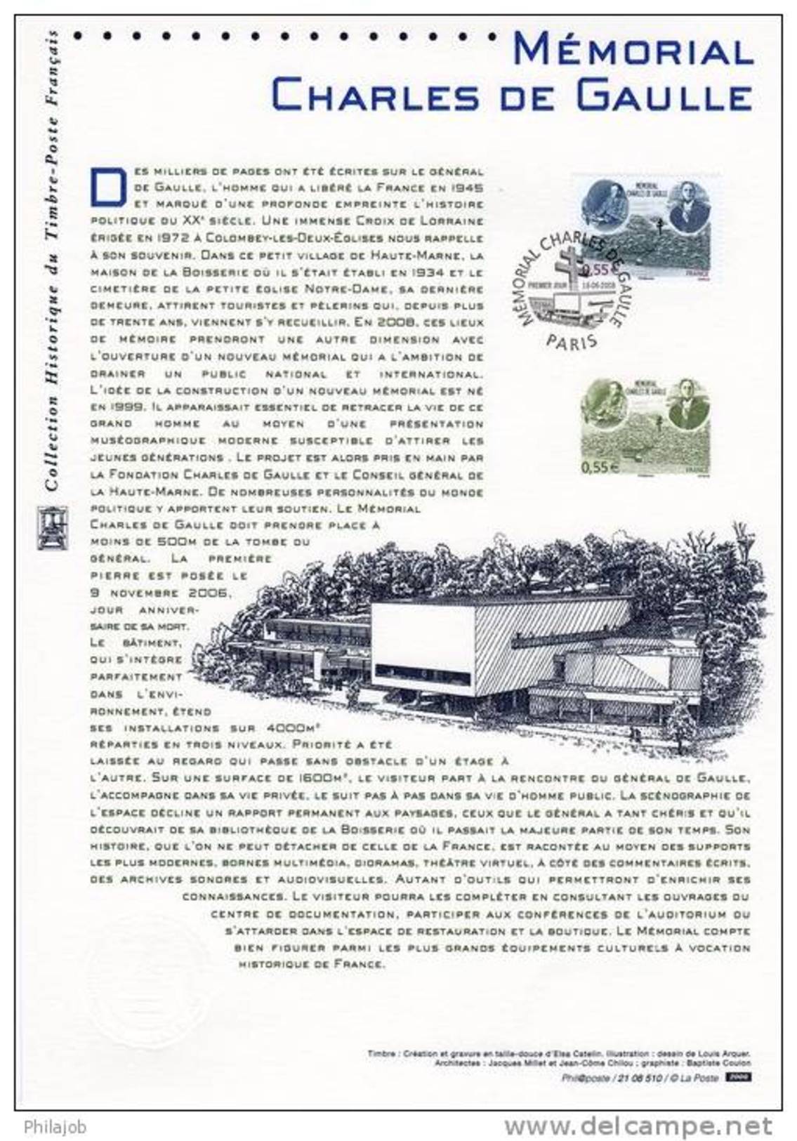 " MEMORIAL CHARLES DE GAULLE " Sur Document Philatélique Officiel De 2008 N° YT 4243. DPO. (Prix à La Poste 5 €) - De Gaulle (General)
