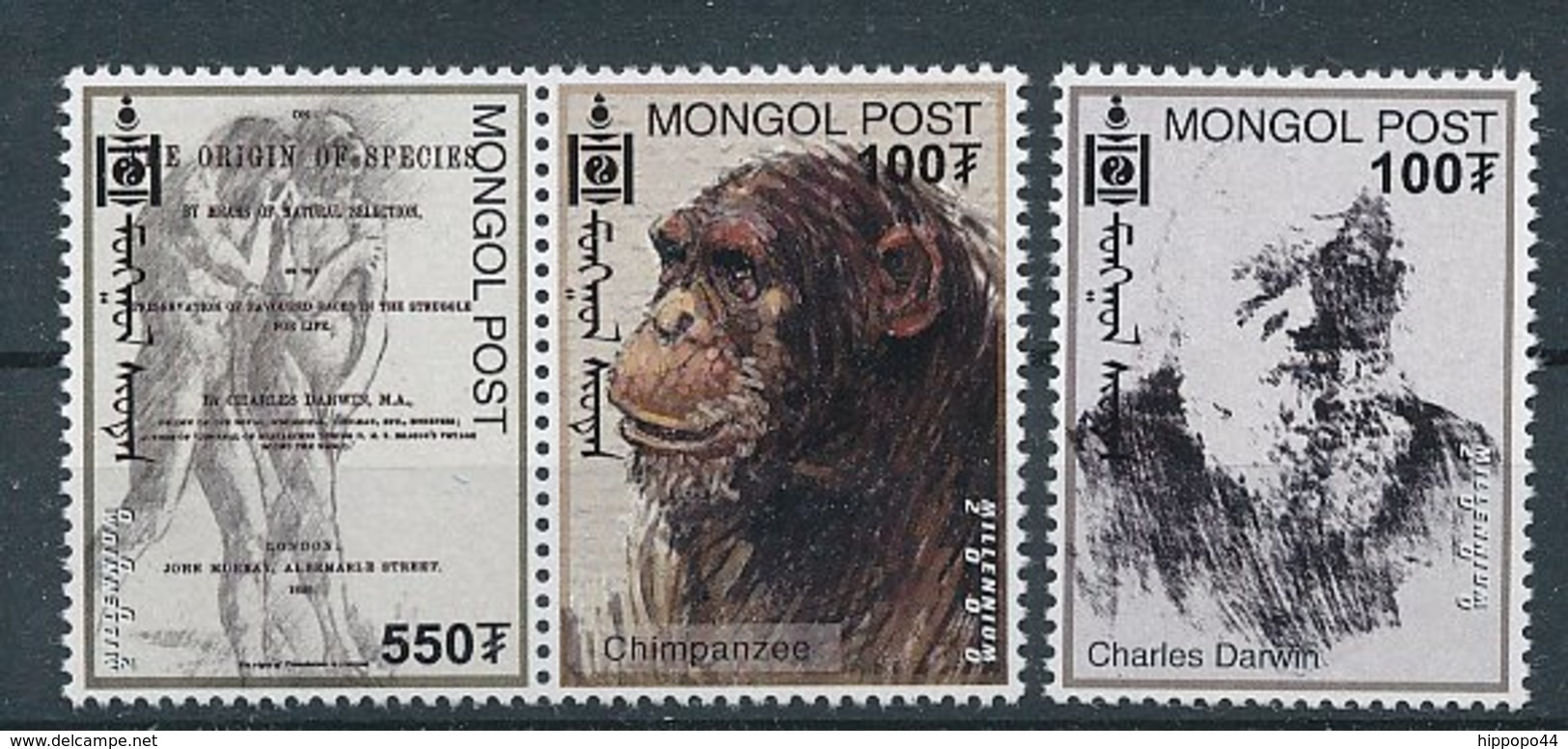 2000, Mongolie, Mongolia,  Neuf - Chimpanzé, Charles Darwin - Chimpanzees