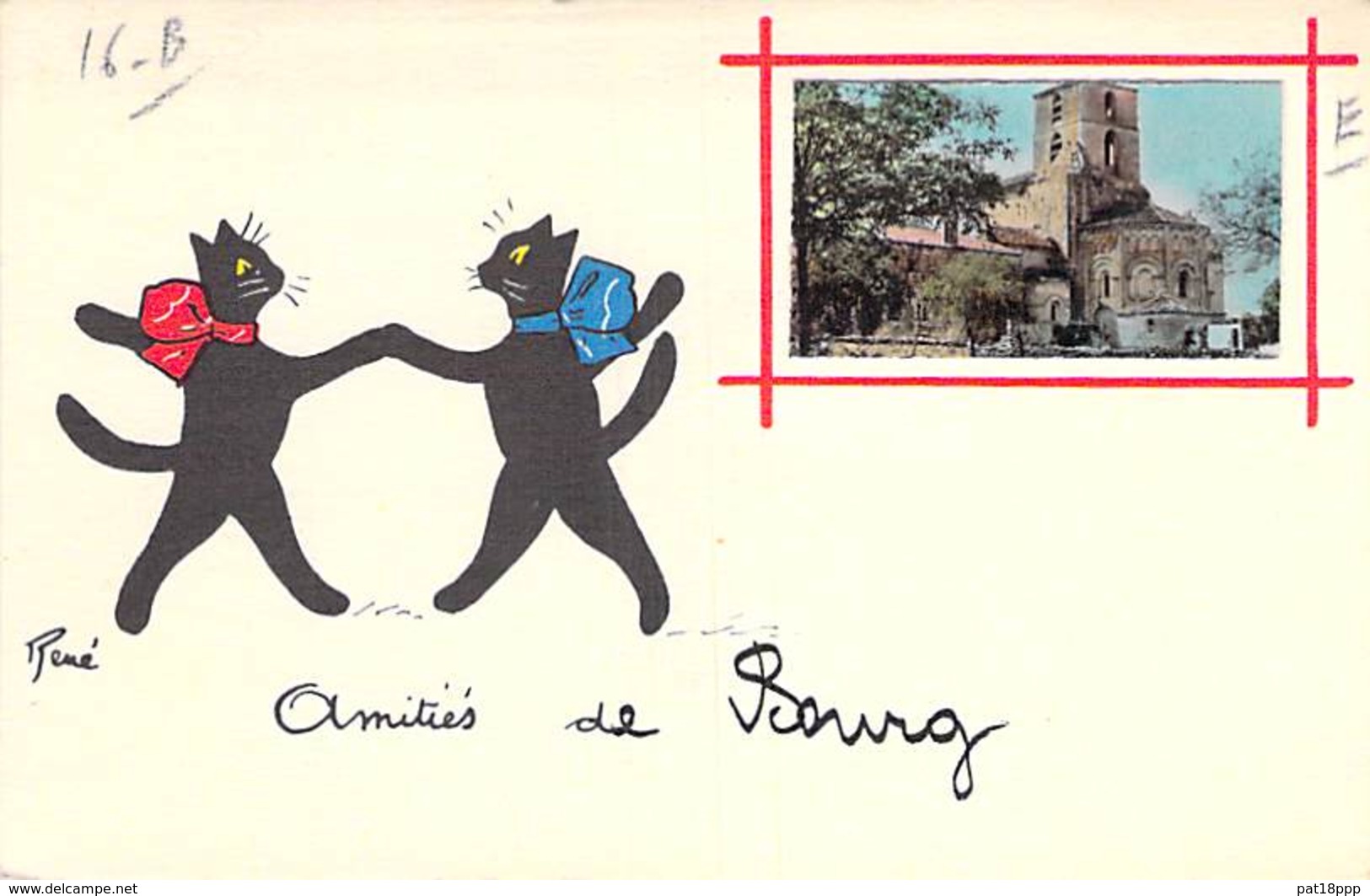 01 - BOURG : Amitiés De Bourg - CPA Fantaisie ( Illustration : Couple De Chats ) - Ain - Autres & Non Classés