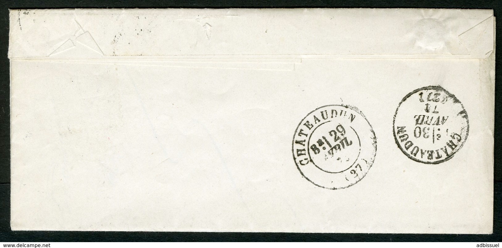 1874 EURE ET LOIRE Boîte Rurale "C : La Ferté Villeneuil" / N° 60B Obl. Gc "1059" + C-à-d (T17) "CLOYES-S-LE LOIR (27)" - 1849-1876: Période Classique