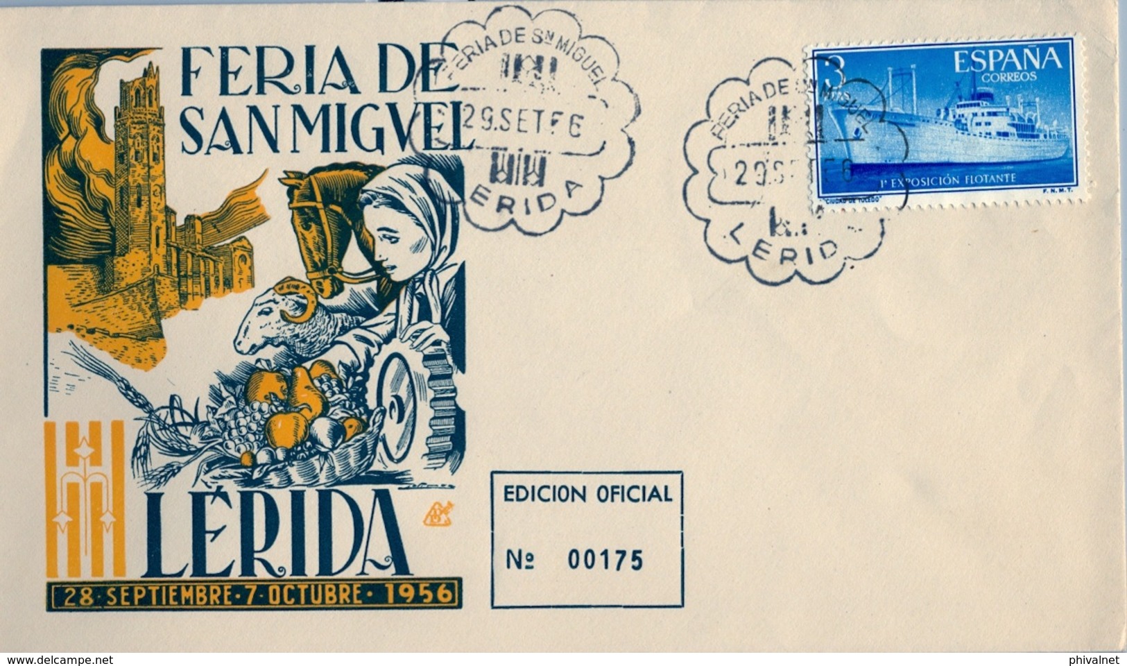 1956 , LÉRIDA , FERIA DE SAN MIGUEL , FR. ED. 1191 - Cartas & Documentos