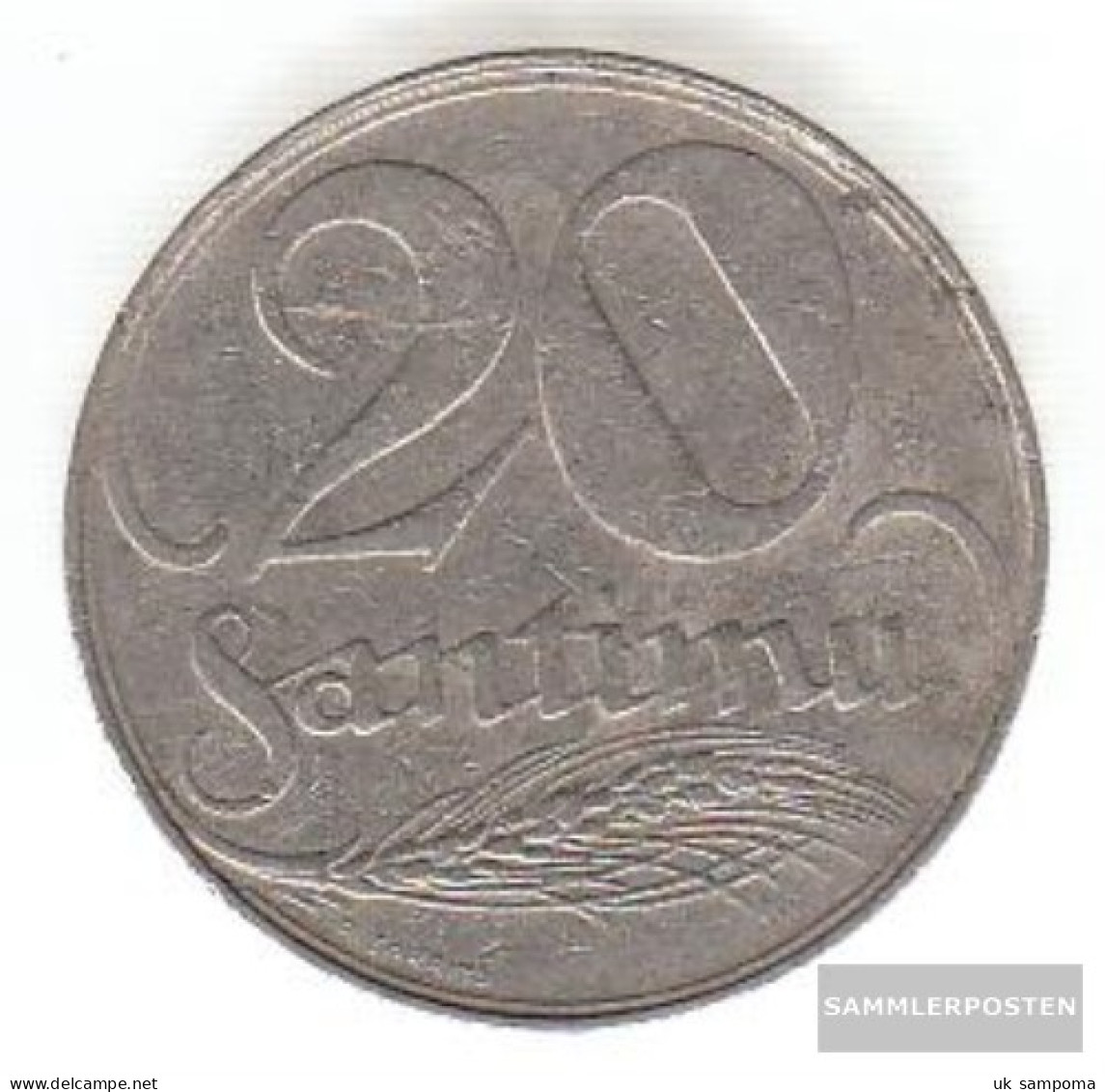 Latvia Km-number. : 5 1922 Very Fine Nickel Very Fine 1922 20 Santimi Crest - Latvia