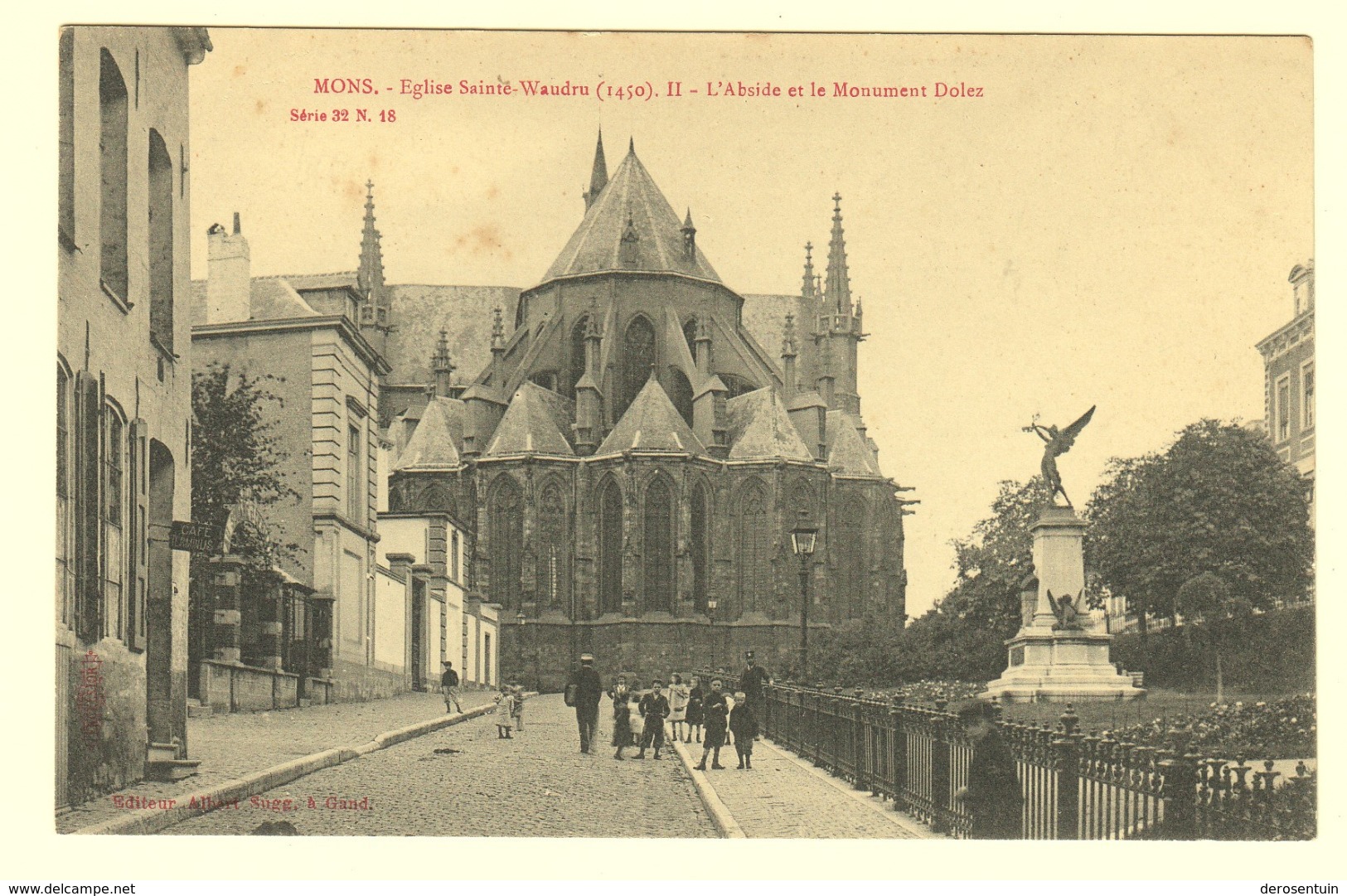 A0123	[Postkaart] Mons. - Eglise Sainte-Waudru ... L’abside Et Le Monument Dolez (Excelsior Albert Sugg) Sint Waltrudis - Mons