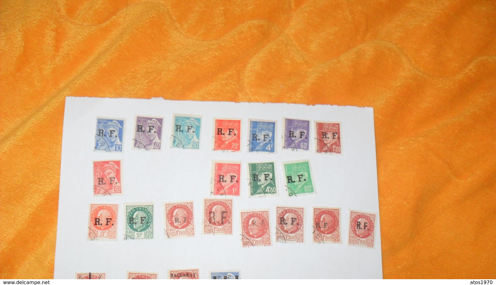 LOT DE 23 TIMBRES OBLITERES FRANCE LIBERATION ?...PETAIN SURCHARGE R.F. POLICE DIFFERENTE, BACCARAT LIBRE, F.F.I FRANCH - Libération