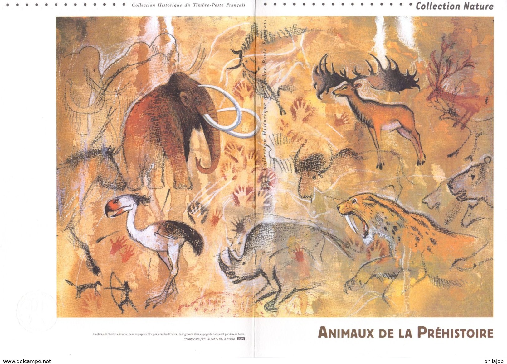 " ANIMAUX DE LA PREHISTOIRE "  Sur Document Officiel De 4 Pages De 2008. N° YT BF 119. Parfait état. DPO - Préhistoire