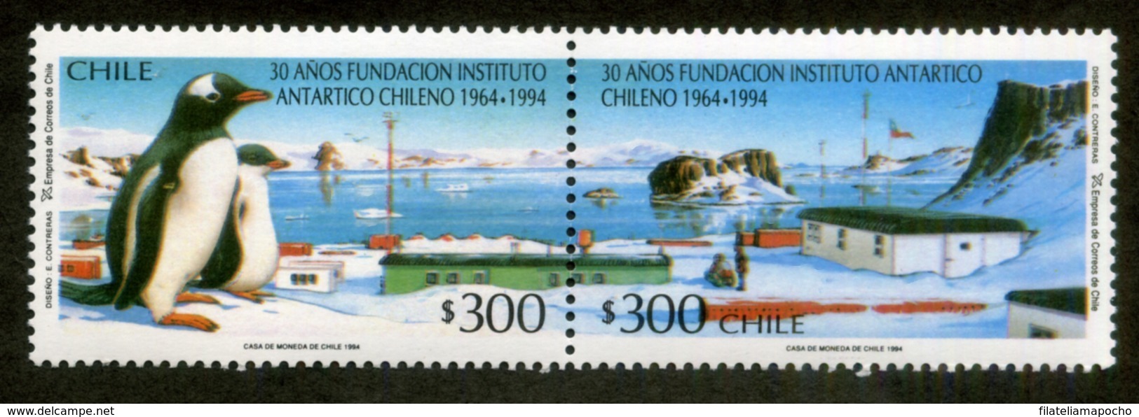 CHILE ESTAMPILLAS: "30 AÑOS FUNDACIÓN INSTITUTO ANTÁRTICO CHILENO” - 1994. - Chile