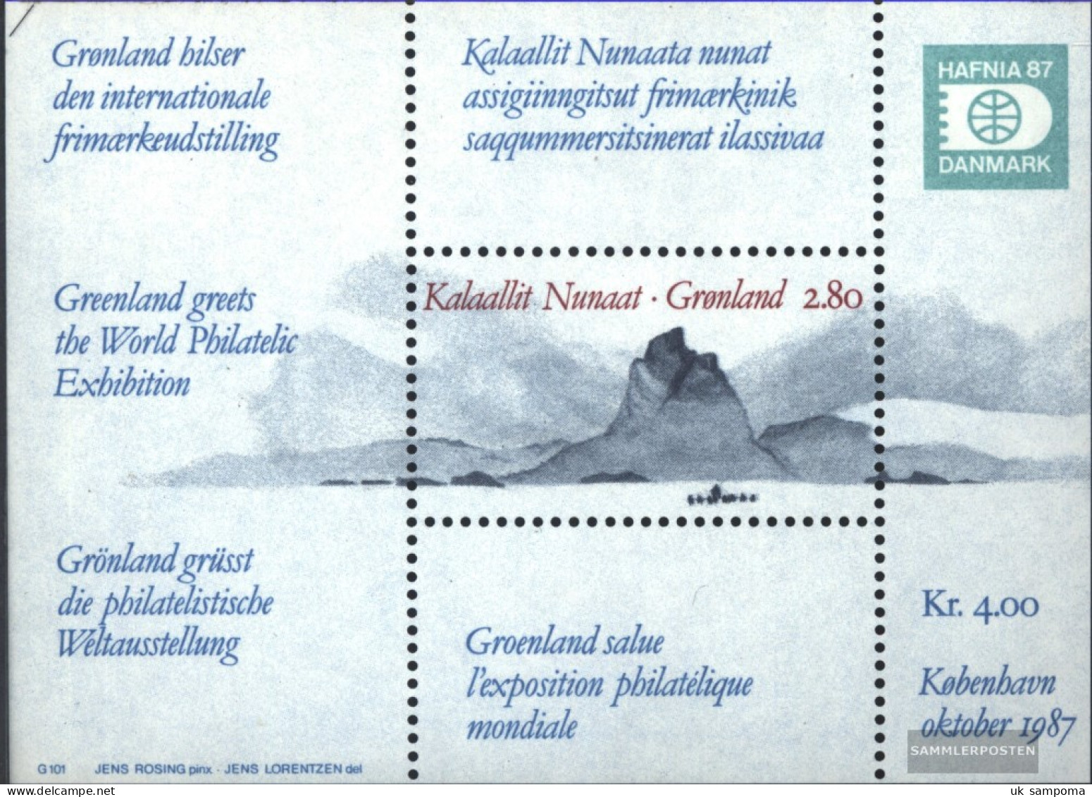 Denmark - Greenland Block2 (complete Issue) Unmounted Mint / Never Hinged 1987 HAFNIA 87 - Blocchi