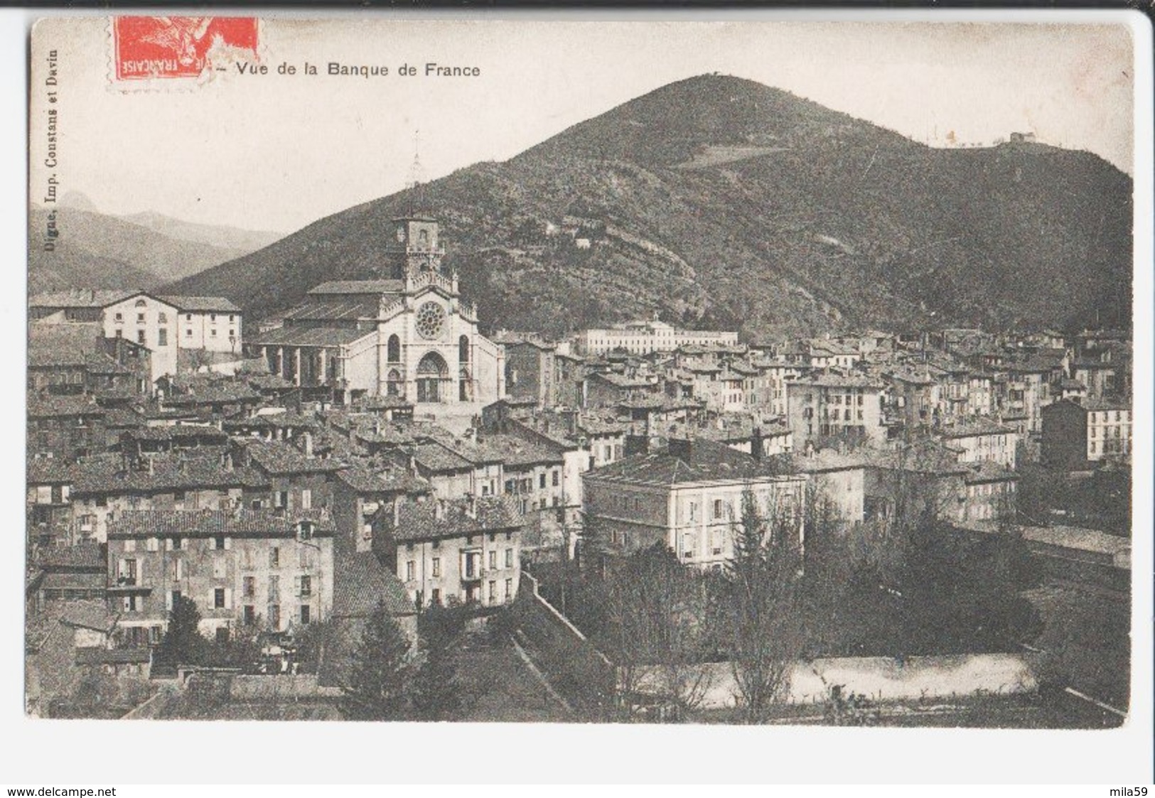 Digne. Vue De La Banque De France. De La Famille Trichaud à Mme Fabry à Savigny Sur Orge. - Pacy-sur-Eure