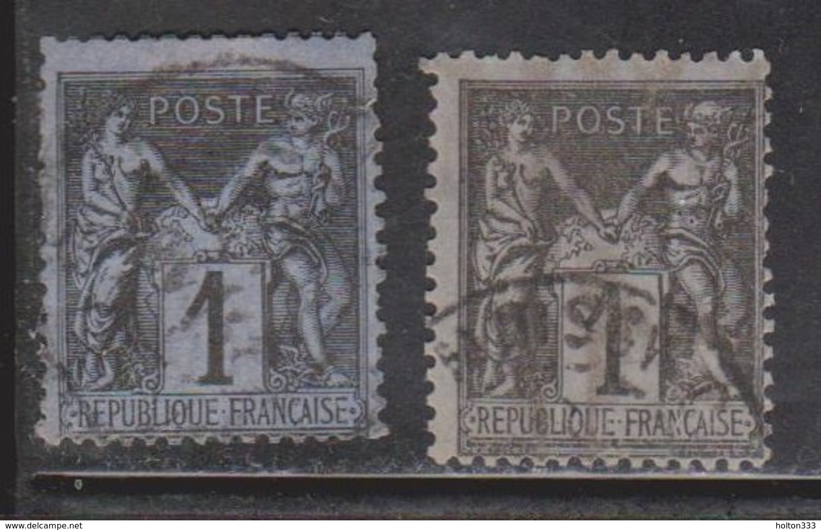 FRANCE Scott # 86, 86a Used - Paper Shades - 1876-1898 Sage (Type II)