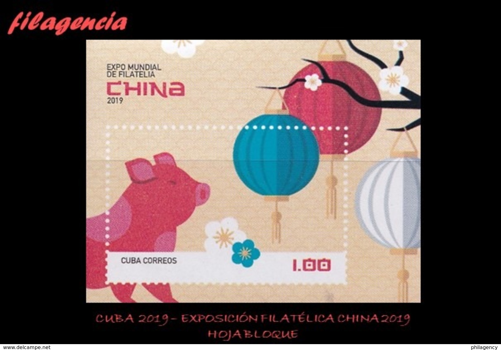 CUBA MINT. 2019-28 EXPOSICIÓN FILATÉLICA CHINA 2019. HOJA BLOQUE - Nuevos