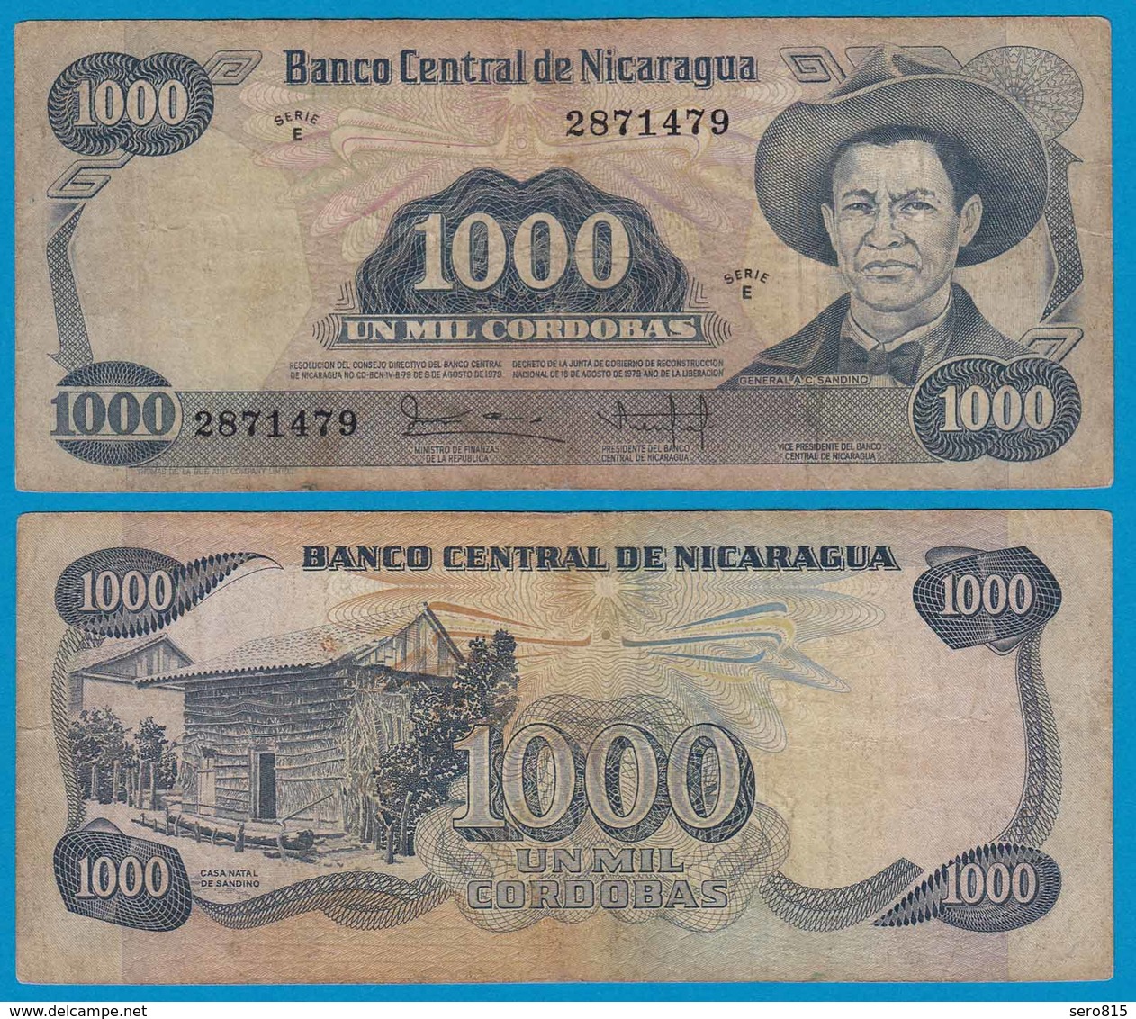 NICARAGUA 1000 CORDOBA 1979 Pick 139  GE/F  Serie E   (18688 - Sonstige – Amerika