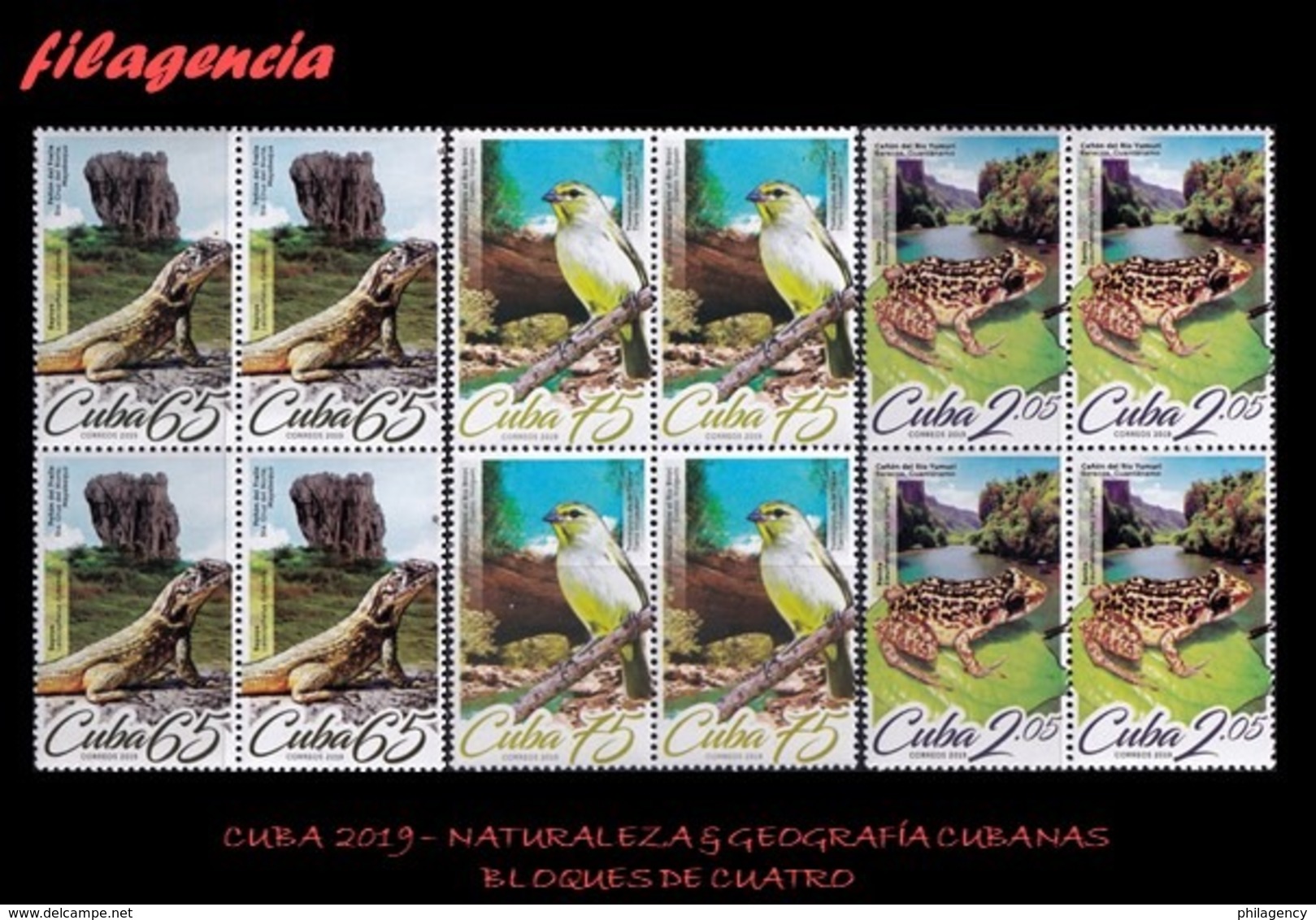 CUBA. BLOQUES DE CUATRO. 2019-20 NATURALEZA & GEOGRAFÍA CUBANAS. FAUNA - Ungebraucht