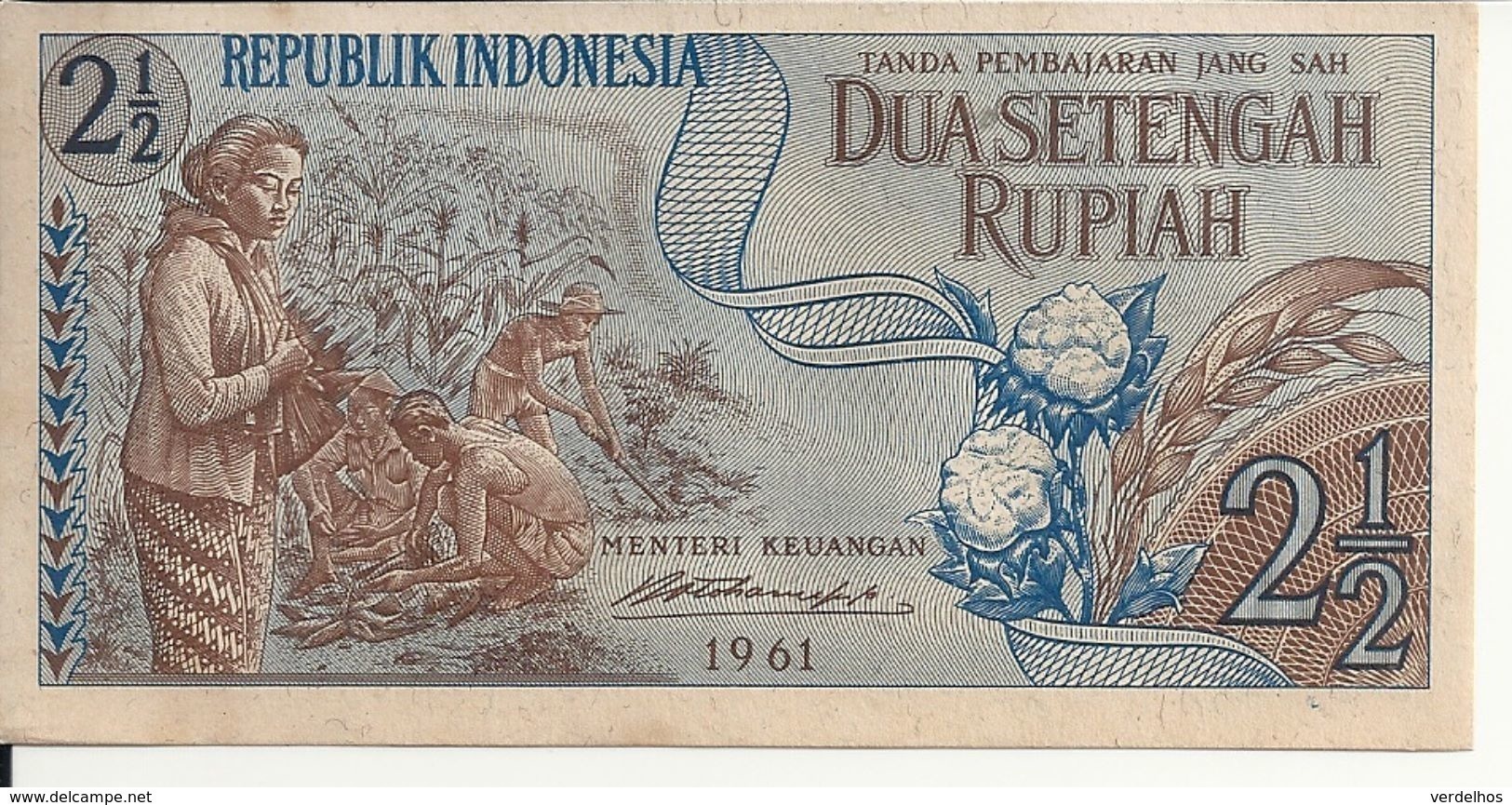 INDONESIE 2 1/2 RUPIAH 1961 AUNC P 79 - Indonesia