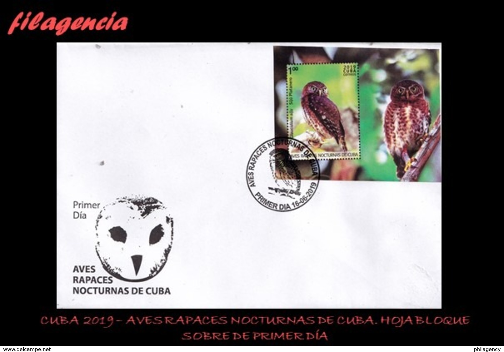 CUBA SPD-FDC. 2019-22 AVES RAPACES NOCTURNAS CUBANAS. HOJA BLOQUE - FDC