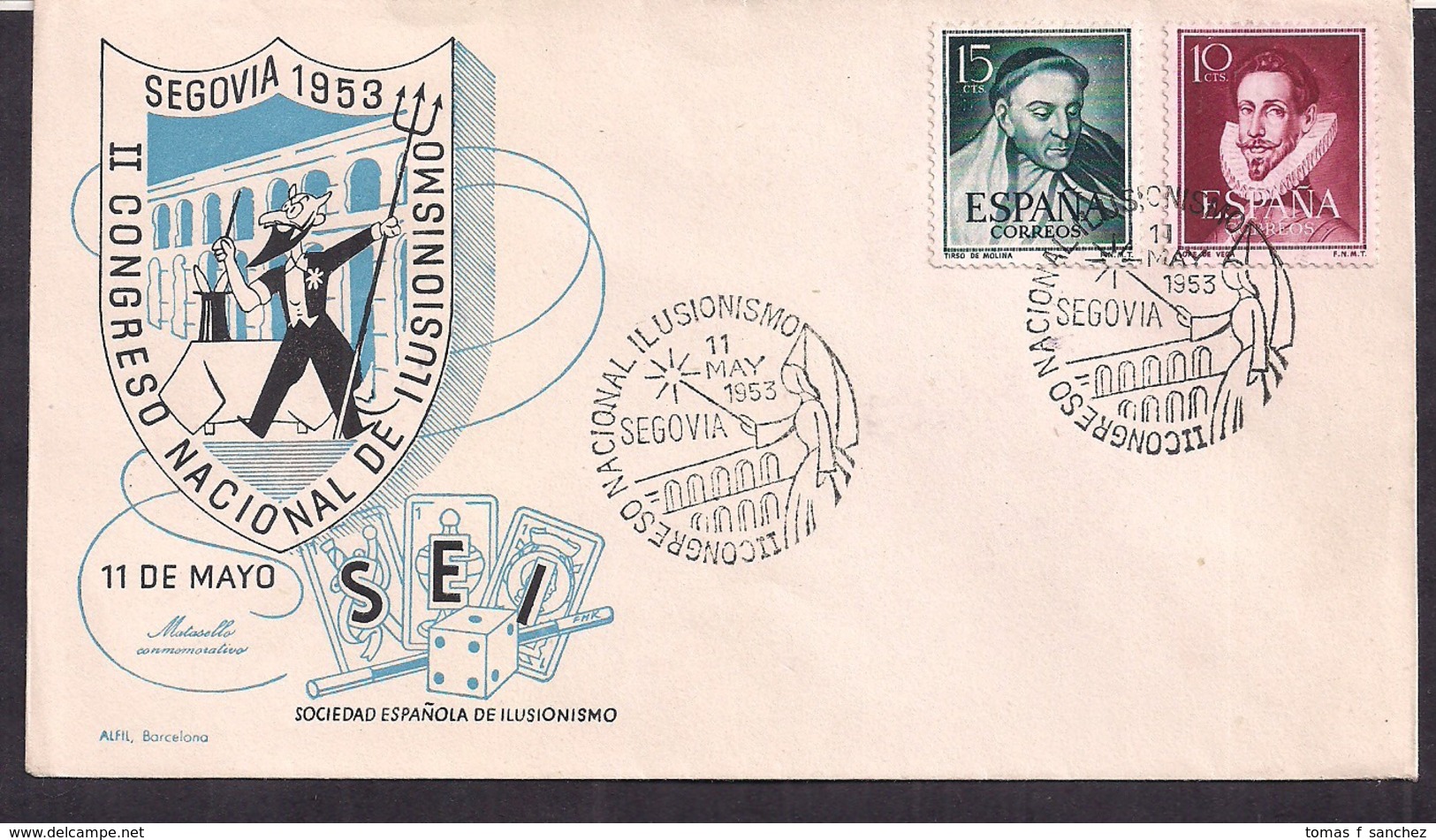 España - 1953 - Cachets Spéciaux - II Congrès Mondial De L'Illusionnisme - FDC