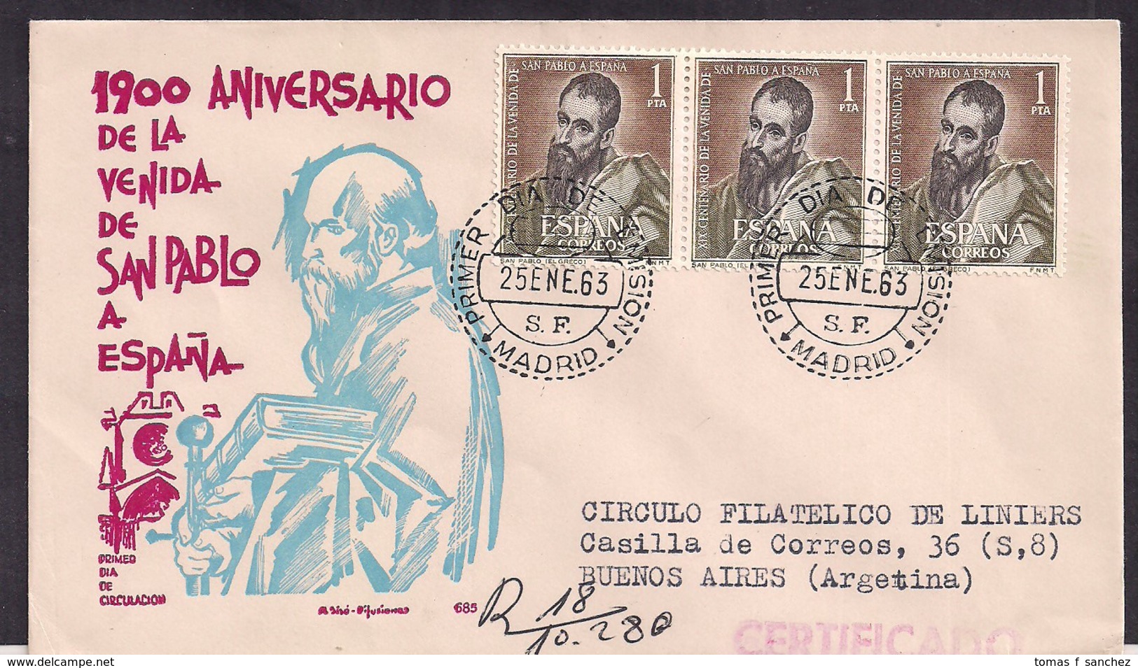 España - 1963 - Cachets Spéciaux - 1900 Anniversaire De L'arrivée De Saint Paul En Espagne - FDC
