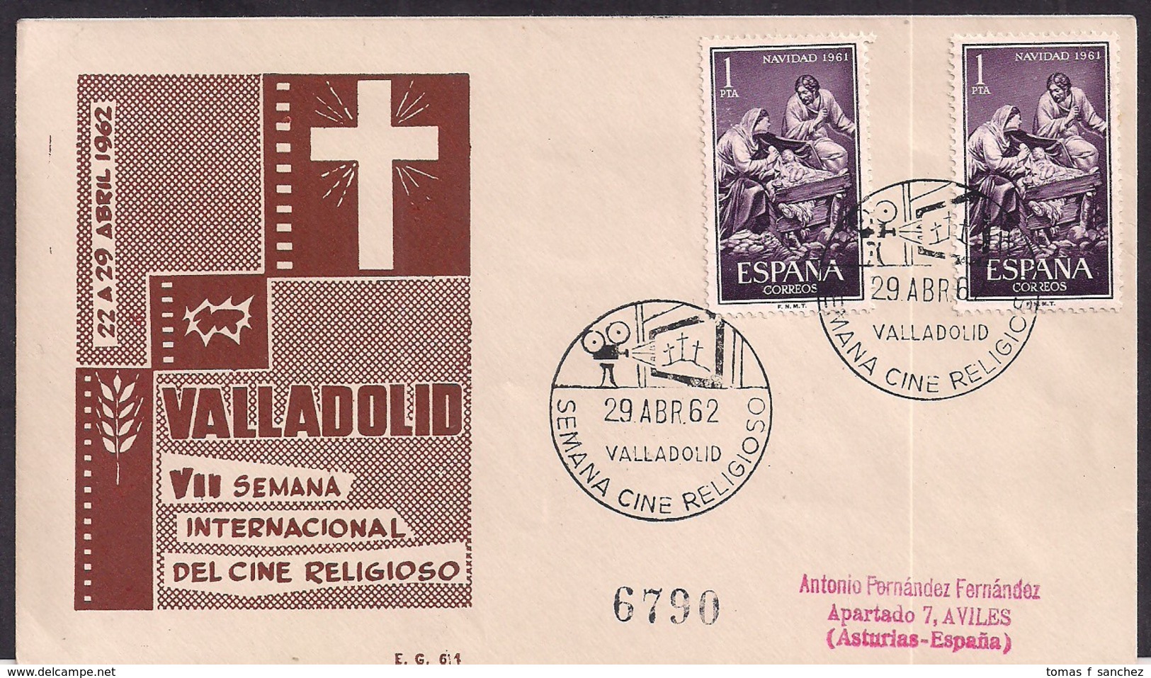 España - 1962 - Cachets Spéciaux - VIIe Semaine Internationale Du Cinéma Religieux - Kino