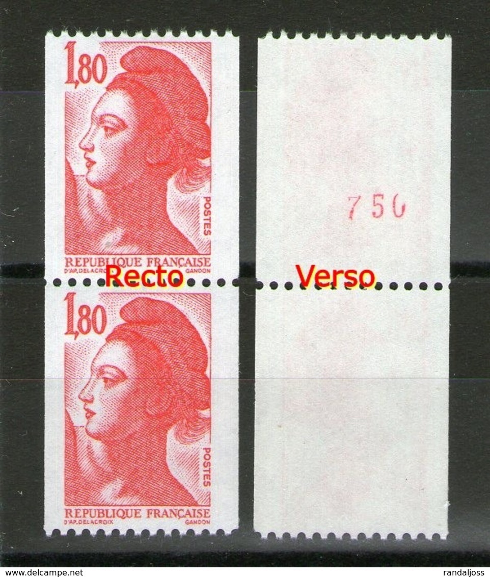 Paire 2223a**-2223**_N° Rouge Verso_(V760) - 1982-1990 Libertà Di Gandon