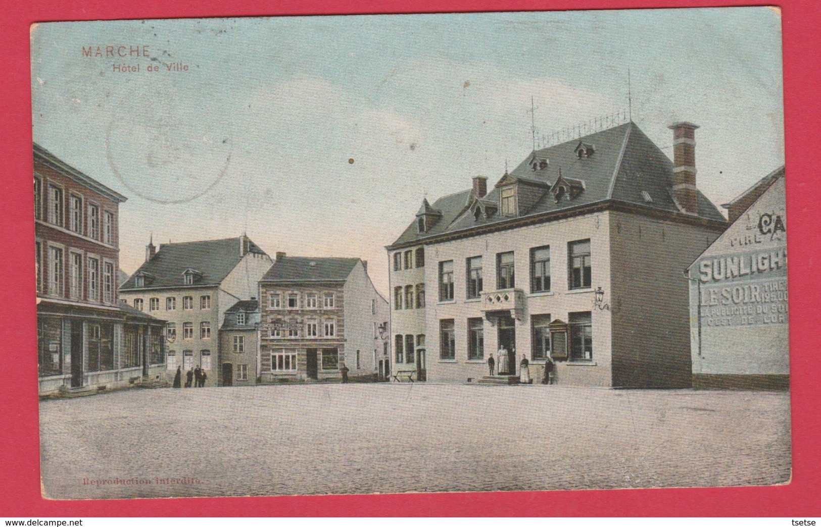 Marche-en-Famenne - Hôtel De Ville Et ... Maison Environnante - Jolie Carte Couleur - 1906 ( Voir Verso ) - Marche-en-Famenne