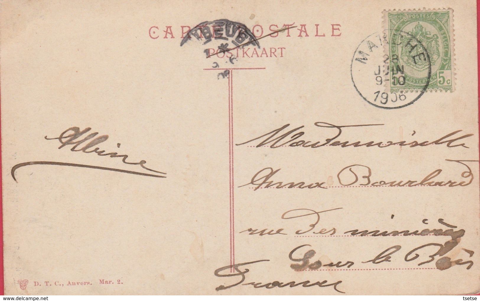 Marche-en-Famenne - Hôtel De Ville Et ... Maison Environnante - Jolie Carte Couleur - 1906 ( Voir Verso ) - Marche-en-Famenne