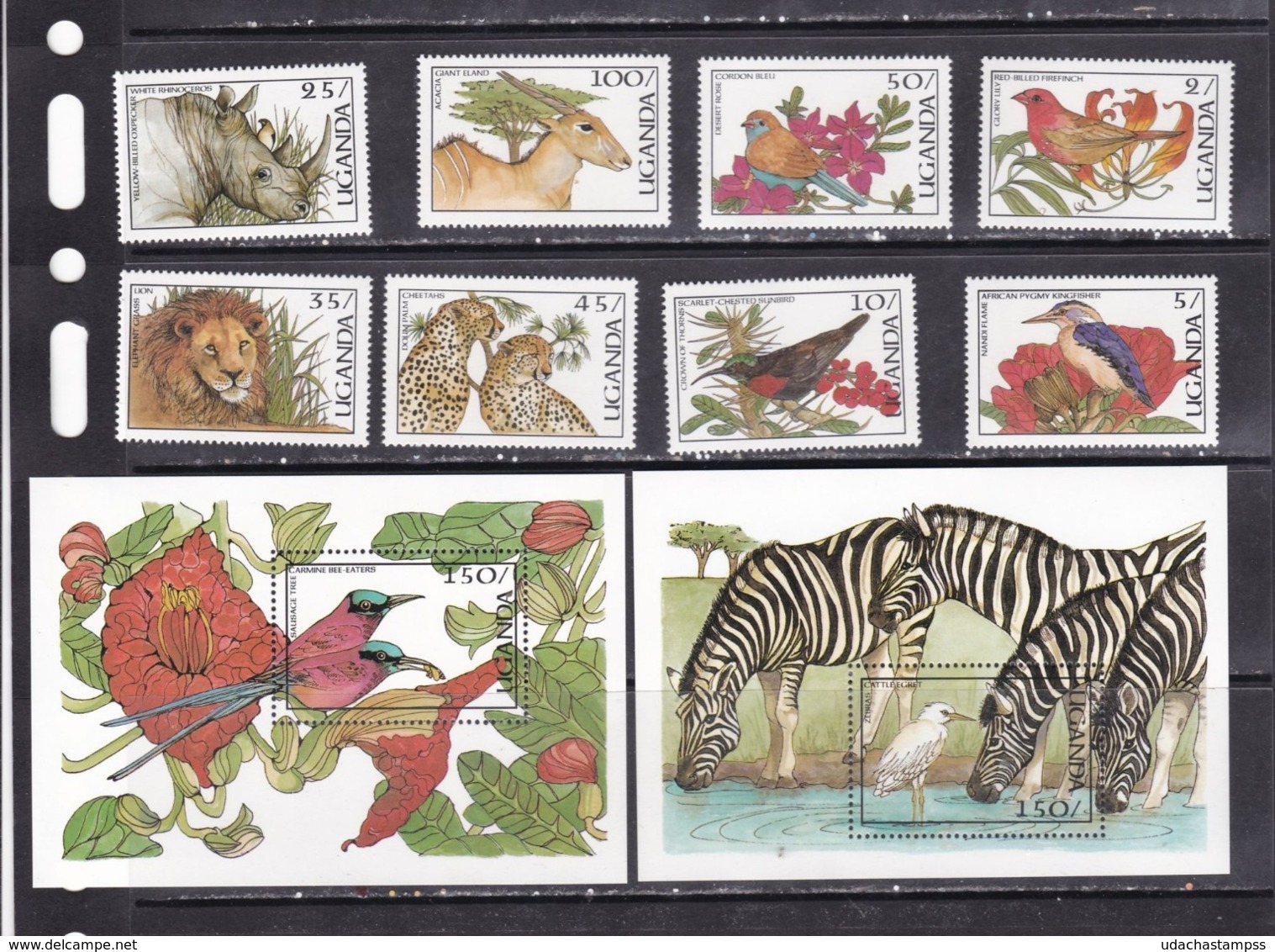 Uganda 1987 Birds Wild Animals Etc Set+2s/s MNH - Mundo Aquatico