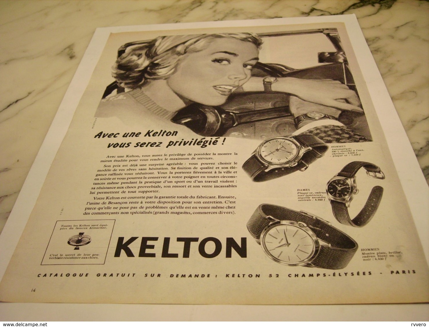 ANCIENNE PUBLICITE PRIVILEGE MONTRE KELTON  1959 - Andere & Zonder Classificatie