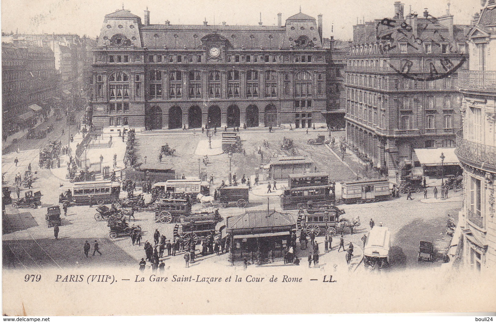 BAC19-  PARIS  LA GARE SAINT LAZARE ET LA COUR DE ROME  CPA CIRCULEE - Altri & Non Classificati