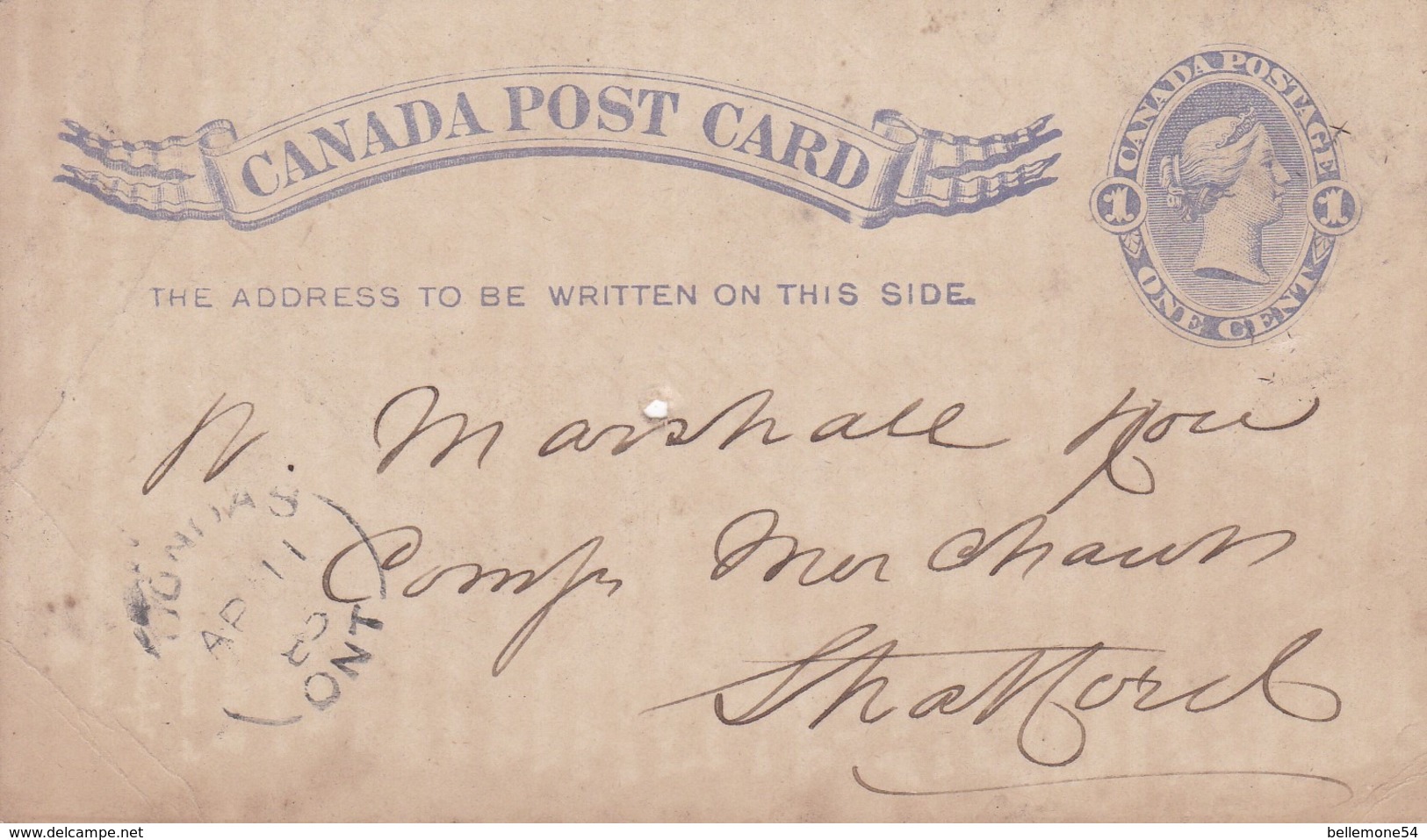 Entier - Carte Postale - Canada 1885 (voir Scan Recto-verso) - Autres & Non Classés