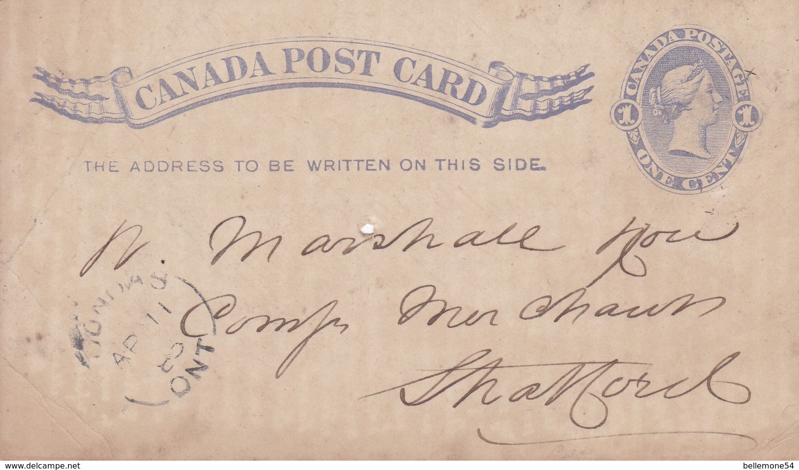 Entier - Carte Postale - Canada 1885 (voir Scan Recto-verso) - Andere & Zonder Classificatie