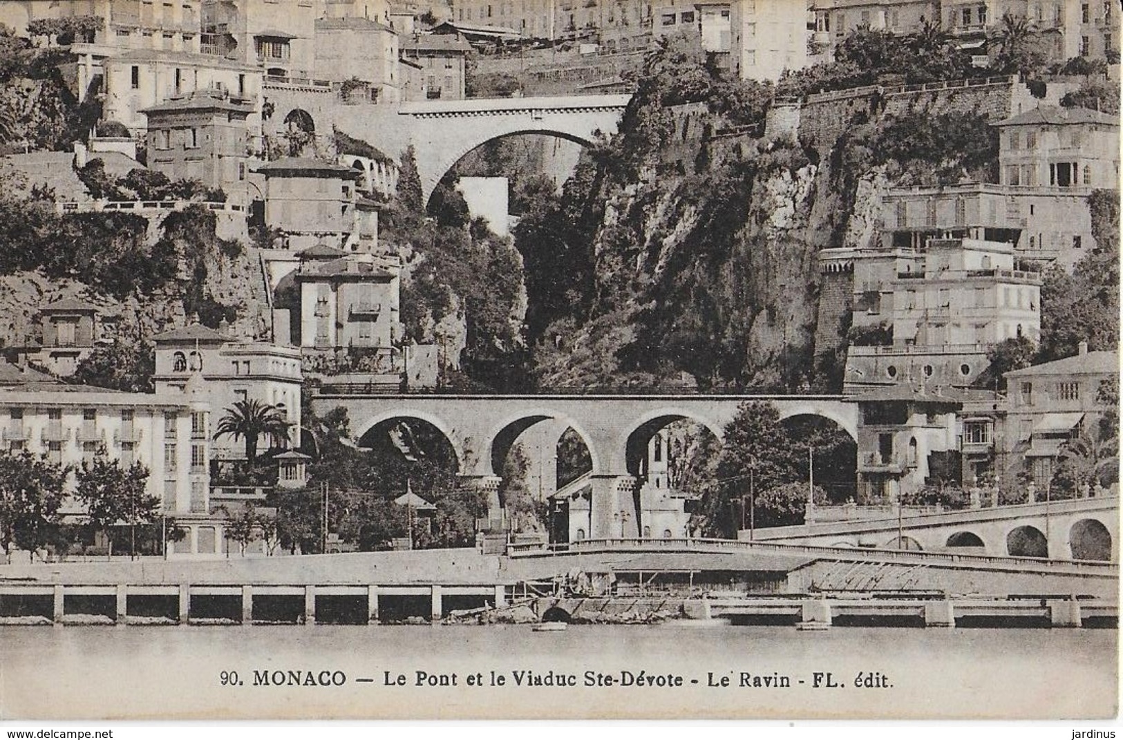 MONACO : Le Pont Et Le Viaduc Ste Dévote - Le Ravin( 1924) - Altri & Non Classificati