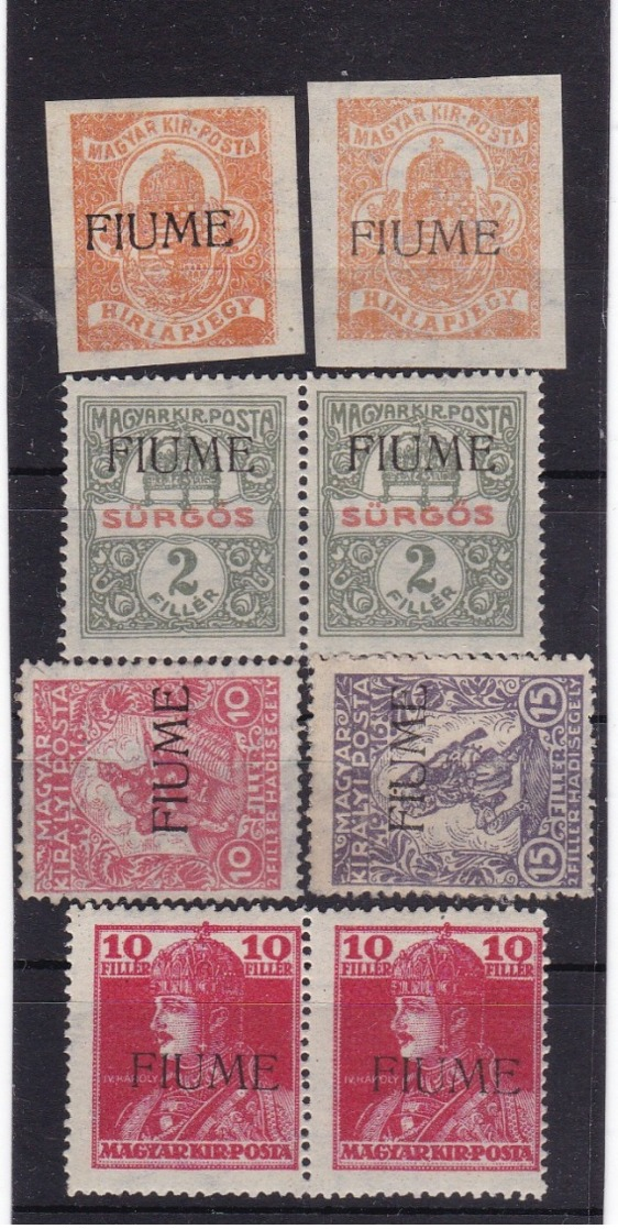 # Z.10667 Italy, Fiume 1918 Lot Of Hungarian 8 Stamps Overpr, MNH, MLH, Michel 1 - 4, 26: Newspaper, War Chari - Fiume