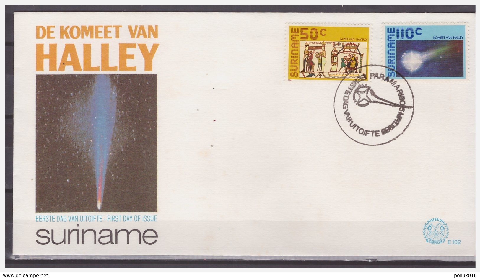 Surinam / Suriname 1986 FDC 102 Comet Of Halley Komet Comete Different Postmark - Surinam