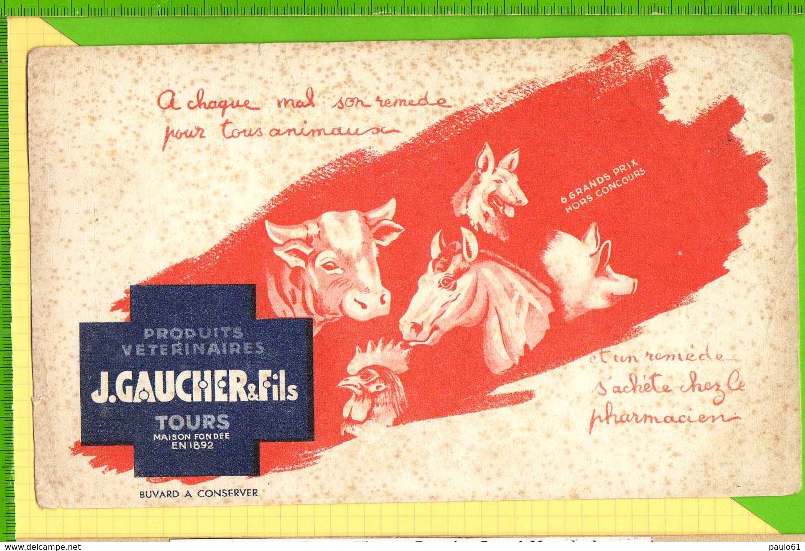 BUVARD & Blotting Paper :  Produits Veterinaires J.GAUCHER & Rare - Animaux