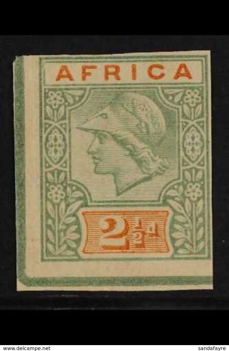 DE LA RUE ESSAY  1894  Minerva Imperf, 2½d Green & Orange, Inscribed "AFRICA," Mint Corner Example, Toned Gum, Small Gum - Otros & Sin Clasificación