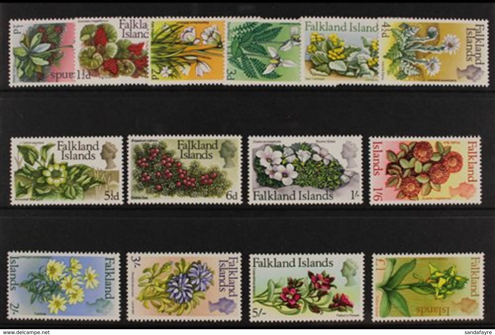 FLOWERS  FALKLAND ISLANDS 1968 Complete Set, SG 232/45, Never Hinged Mint, Fresh. (14 Stamps) For More Images, Please Vi - Unclassified