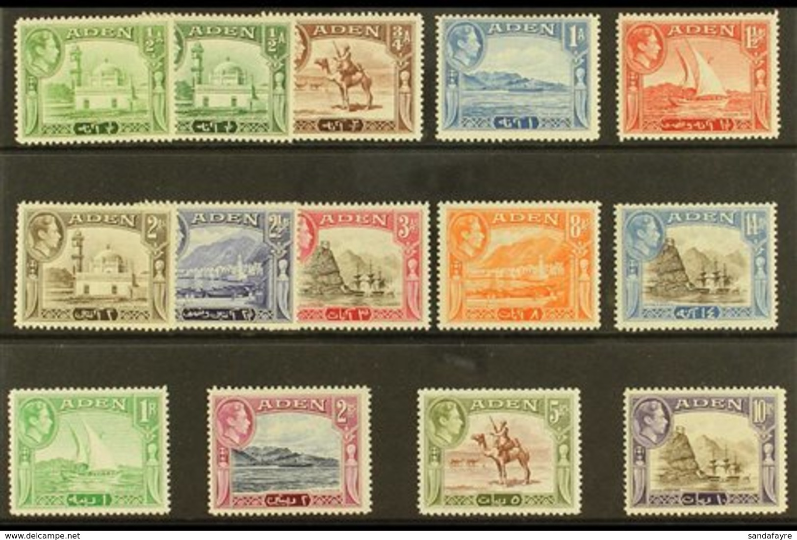 1939-48  Pictorial Definitive Set Plus ½a Listed Shade, SG 16/27, Very Fine Lightly Hinged Or Nhm (14 Stamps) For More I - Aden (1854-1963)