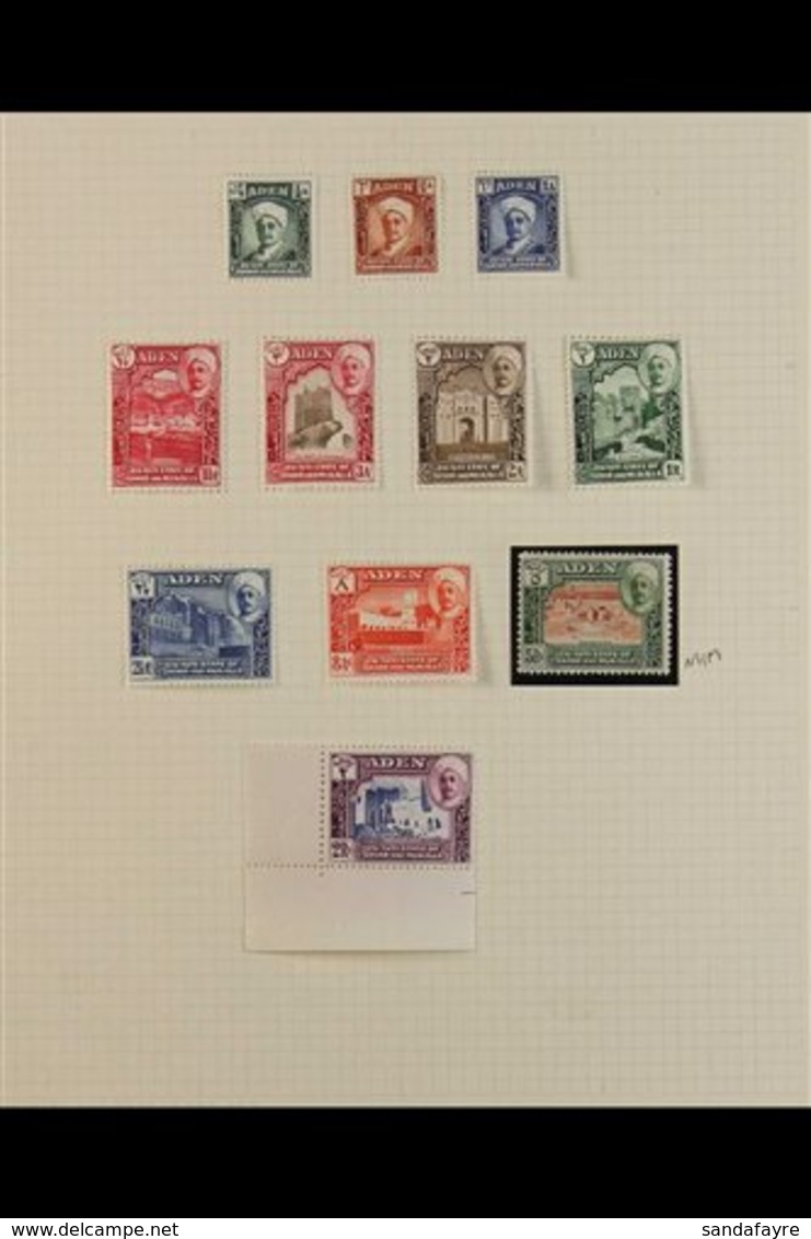QU'AITI STATE  1942-1955 COMPLETE SUPERB MINT COLLECTION On Leaves, Includes 1942-46 Pictorials Set, 1949 Wedding Set, 1 - Aden (1854-1963)