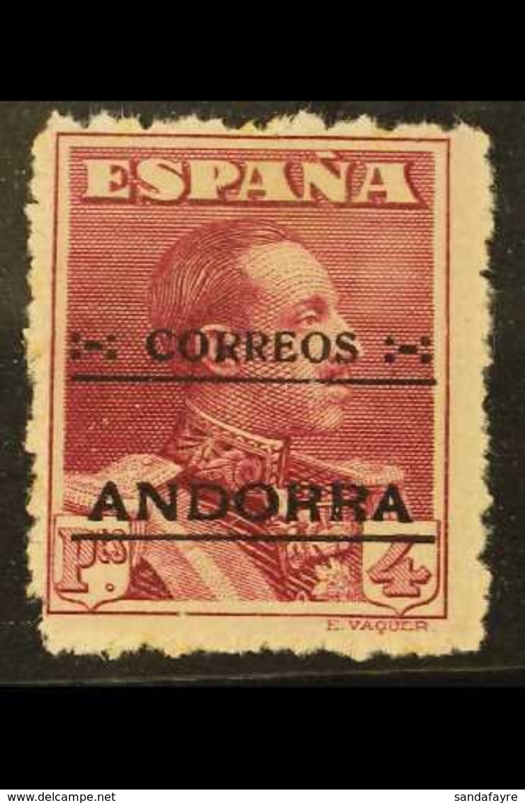 SPANISH ISSUES  1928 4p Lake Perf 14, SG 12C, Mint Small Part Disturbed Original Gum, Fresh Colour, Cat £350. For More I - Other & Unclassified