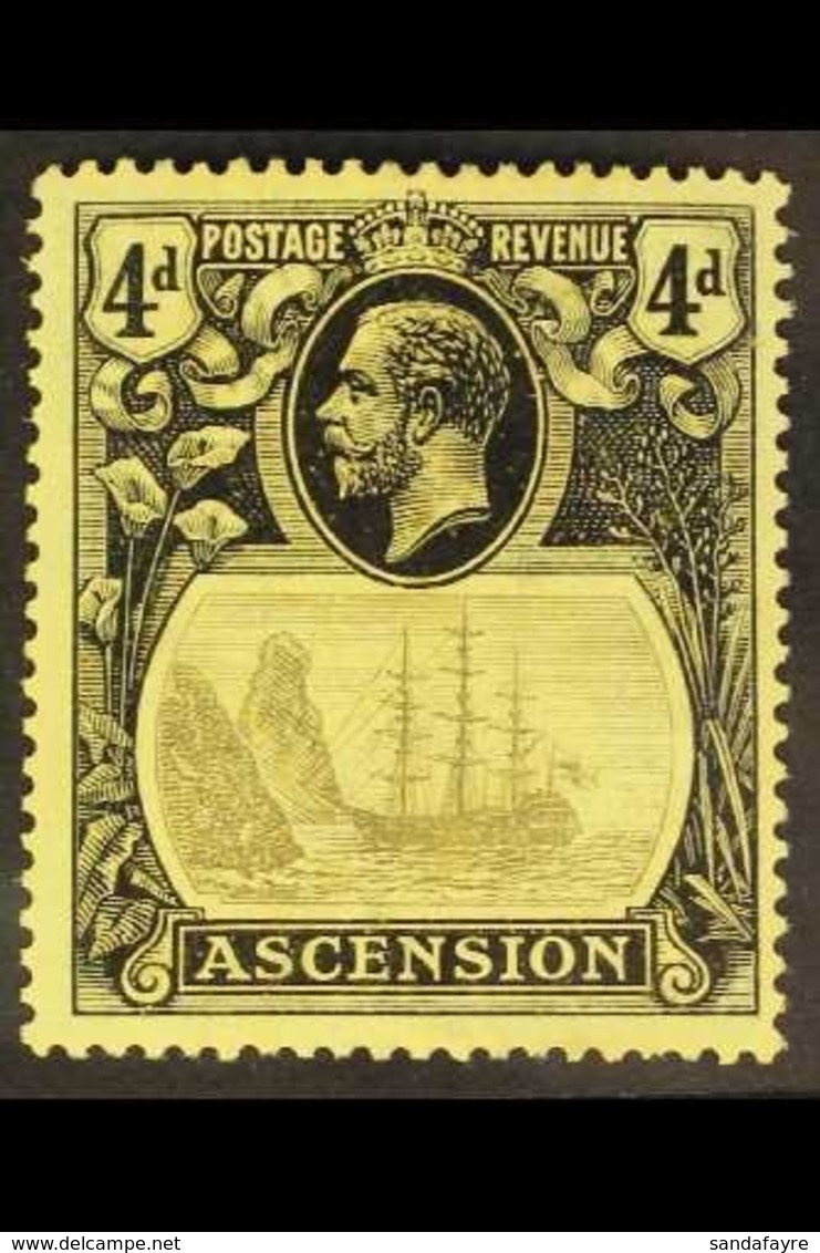 1924-33  4d Grey-black And Black/yellow "Torn Flag" Variety, SG 15b, Very Fine Mint. Lovely! For More Images, Please Vis - Ascension