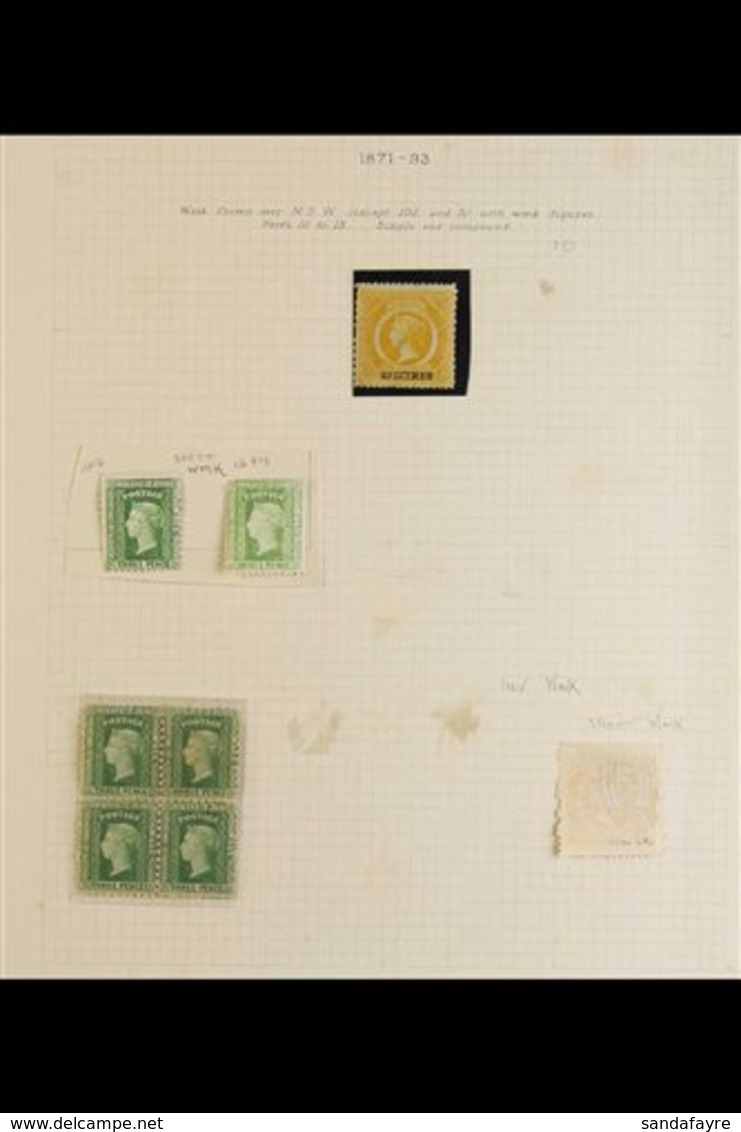 NEW SOUTH WALES  1854-1910. AN OLD AUCTION LOT With Mint & Used Ranges On A Pile Of Old Pages, Values Seen To Various 1s - Andere & Zonder Classificatie
