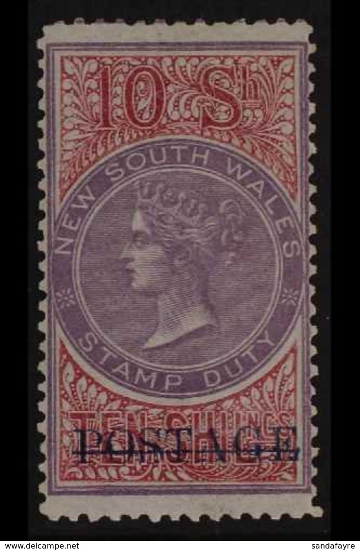 NEW SOUTH WALES  1885-86 10s Lilac & Claret, Perf 12, "Postage" Overprinted In Blue, SG 241b, Fine Mint For More Images, - Sonstige & Ohne Zuordnung