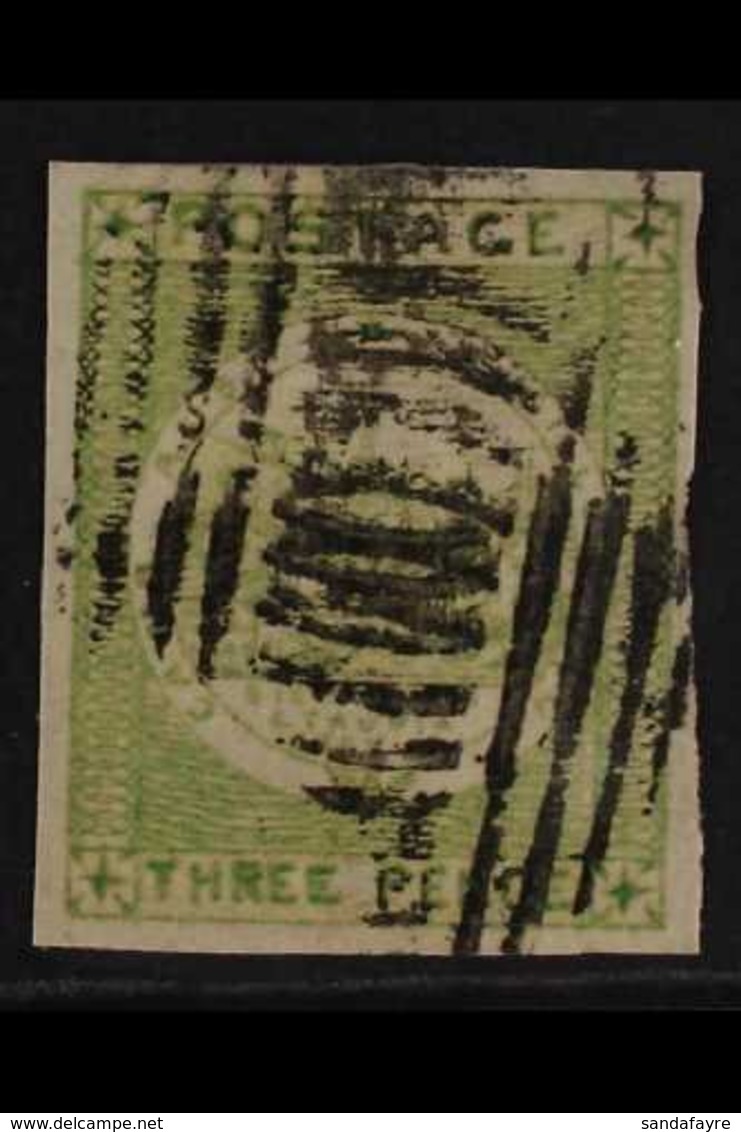 NEW SOUTH WALES  1850-51 3d Yellowish Green (laid Paper), SG 43e, Imperf With Four Clear Margins, Very Fine Used For Mor - Other & Unclassified