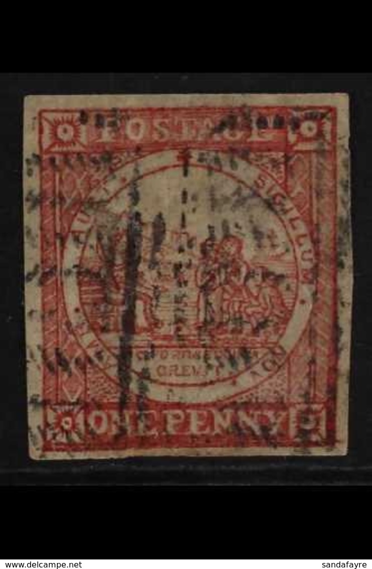 NEW SOUTH WALES  1850. 1d Carmine (soft Yellowish Paper), Plate I. No Clouds, SG 2, Imperf With 4 Clear Margins, Very Fi - Other & Unclassified