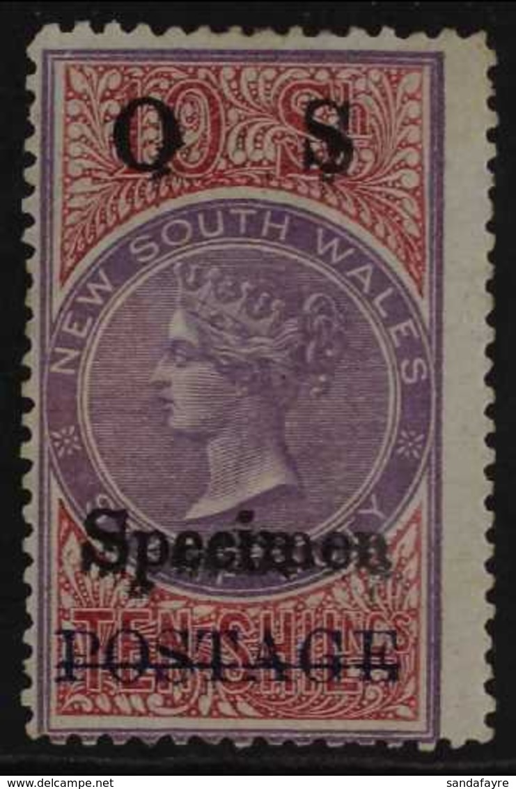 NEW SOUTH WALES  OFFICIALS. 1887-90 10s Mauve & Claret, Perf 12, "O - S SPECIMEN" Opt'd, SG O37as, Fine Mint For More Im - Sonstige & Ohne Zuordnung