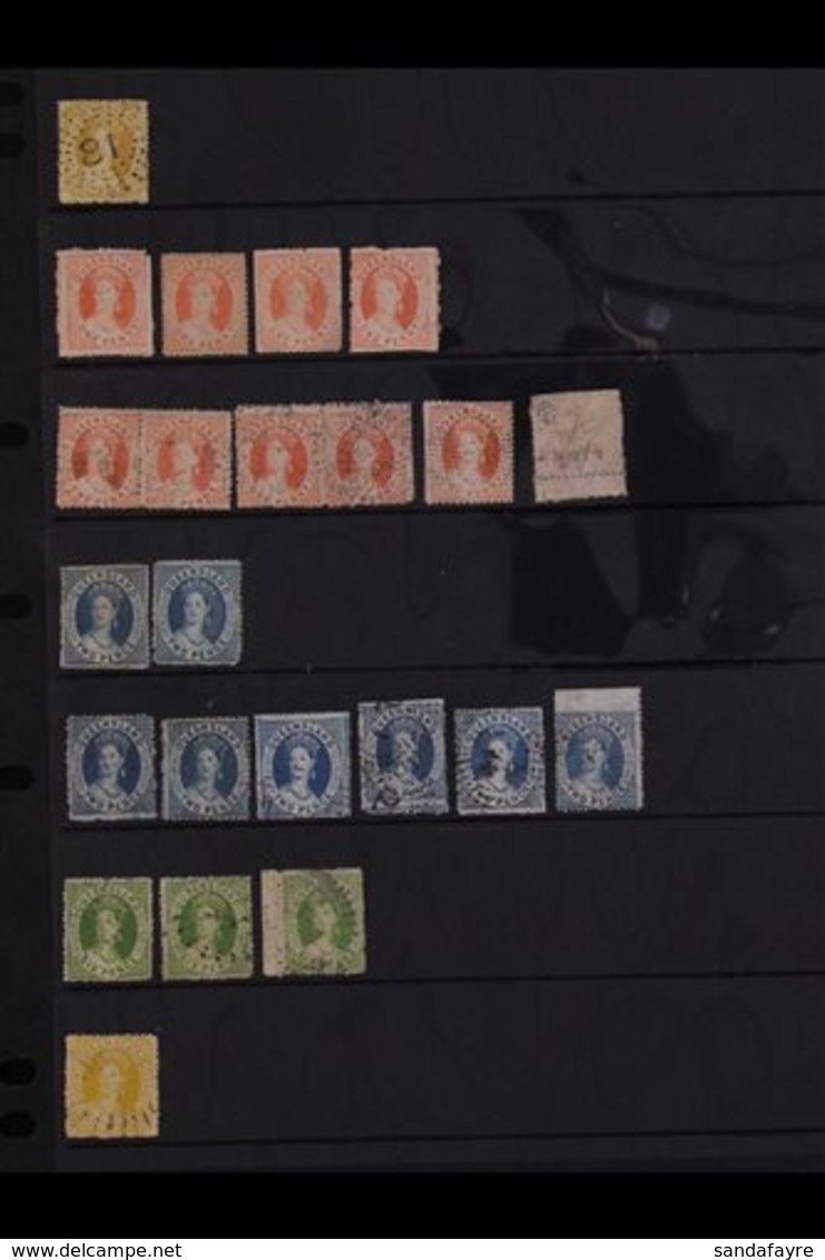 QUEENSLAND  1864-65 Small Star Chalon Issues, A Small Collection With 1d Mint (diagonal Bend) And Unused (3), Used (6, I - Other & Unclassified