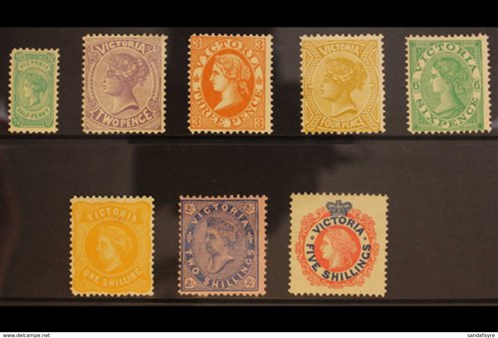 VICTORIA  1901 Re-use Of Previous Designs Without "Postage" Set, SG 376/383, Fine Mint Except The 5s Which Has A Patch O - Autres & Non Classés