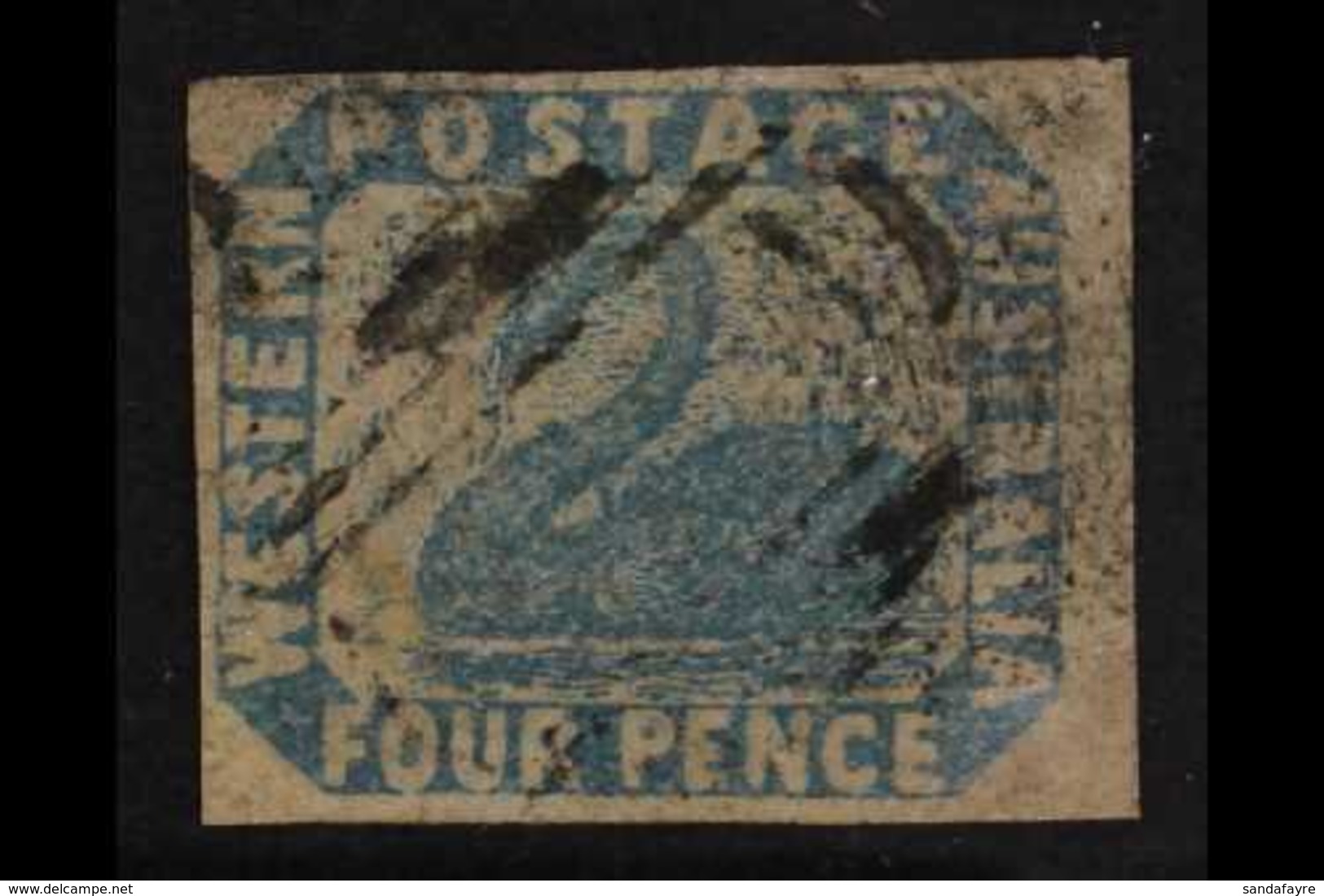 WESTERN AUSTRALIA  1954-55 4d Pale Blue Imperf, SG 3, Expertly Repaired Corner, Fine Used. Lovely Looking Stamp. For Mor - Other & Unclassified