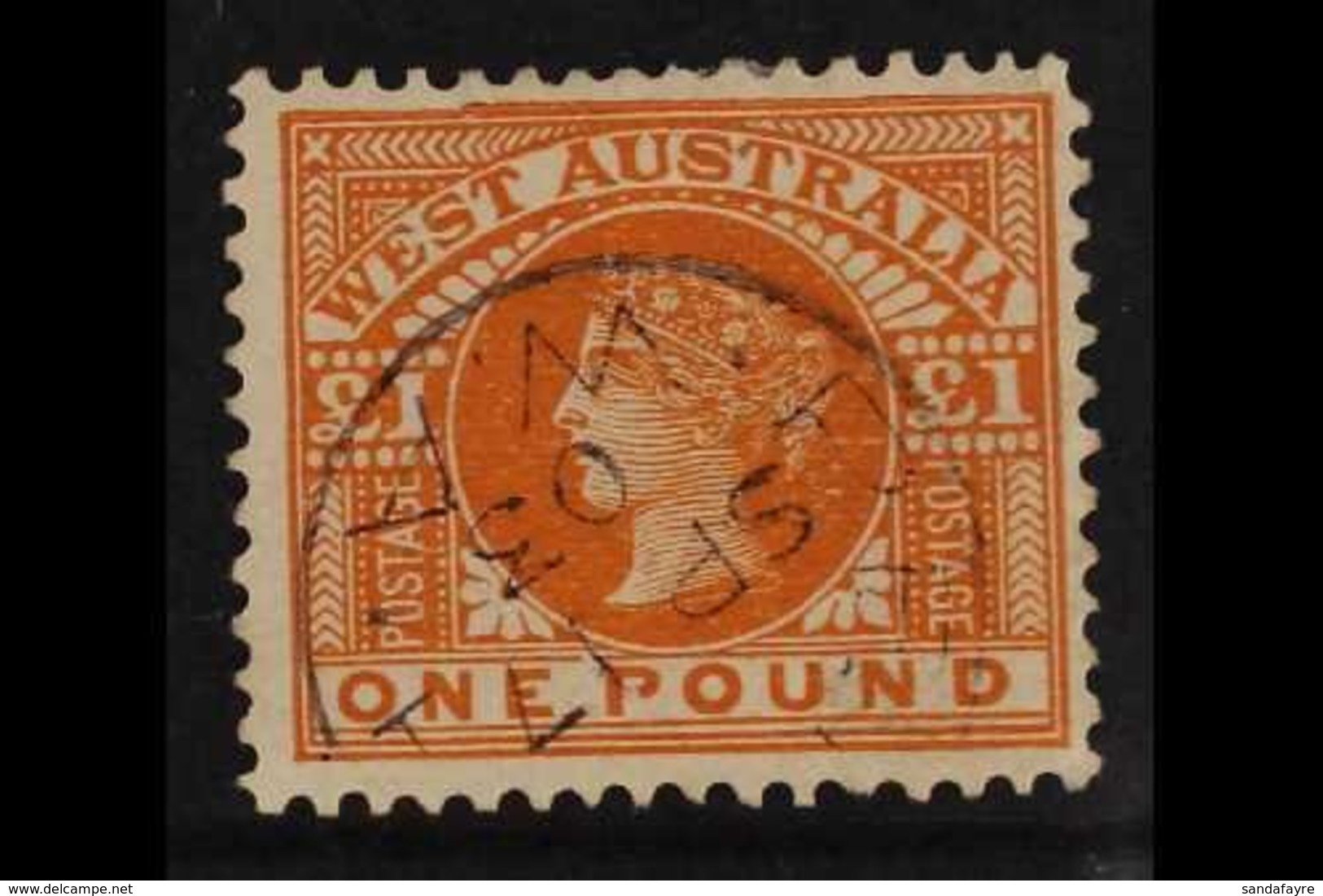 WESTERN AUSTRALIA  1902-11 £1 Orange Brown, Perf 12 X 12½, SG 128, Fine Cds Used For More Images, Please Visit Http://ww - Sonstige & Ohne Zuordnung