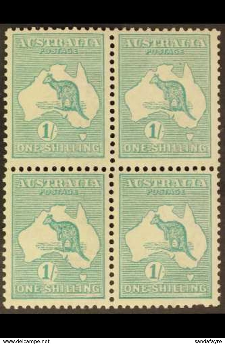 1915-27  1s Blue-green Roo, Die IIB, SG 40b, BLOCK OF FOUR Mint (two Stamps Never Hinged), Short Perf At Base. For More  - Sonstige & Ohne Zuordnung