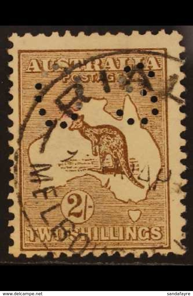 OFFICIAL  1914 2s Brown Kangaroo, Die II, Punctured "O S", SG O26, Good Used With Cds Cancellation. For More Images, Ple - Other & Unclassified